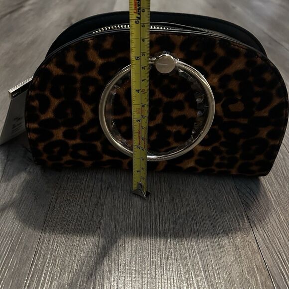 Ted Baker LIONA Leather Leopard Circle Handle Crossbody Black Purse Handbag - Picture 13 of 14